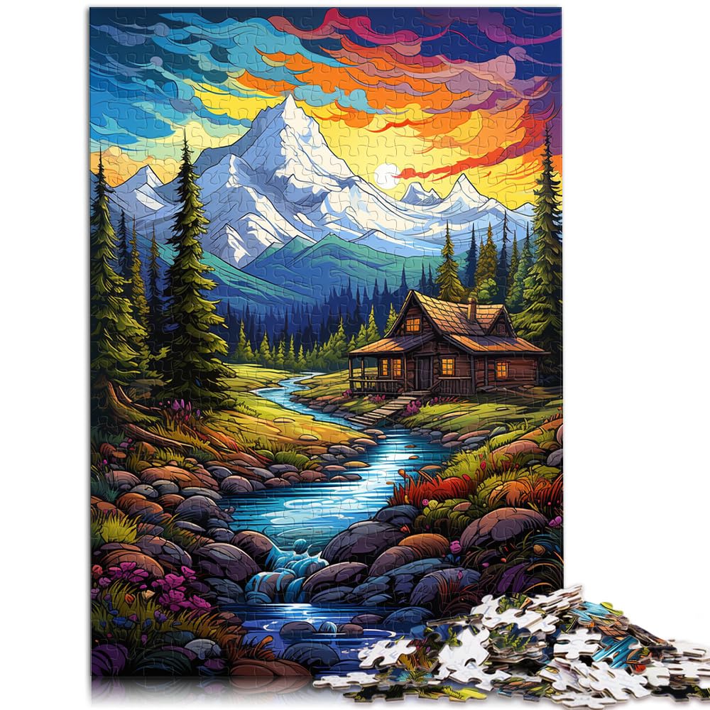 Puzzles zum Verschenken, Fantasie-Sonnenuntergang-Berge, Puzzles aus Holz mit 1000 Teilen, herausfordernd, Aber unterhaltsam und humorvoll, 1000 Teile (50 x 75 cm)