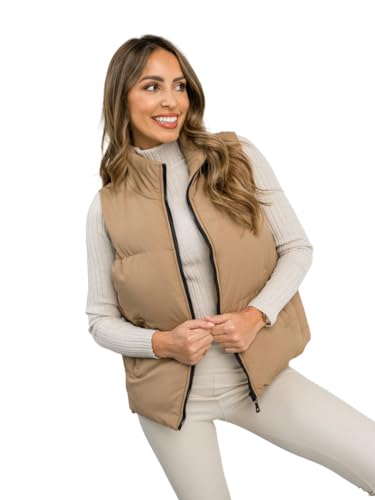 BOLF Damen Weste Bodywarmer Steppweste Daunenweste Funktionsweste Vest Ärmellose Sportweste Kapuzenweste Wärme Freizeit Outdoor Slim Fit Modellauswahl 5M3150 Braun S [U1U]