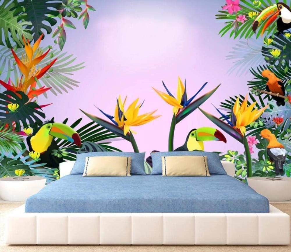 Grün Pflanzen Blumen Vögel 3D Tapete Poster Restaurant Schlafzimmer Wohnzimmer Sofa TV Dekorative Wand-400cm×280cm