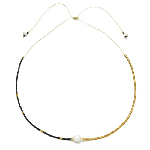 Belachick Retro Halskette Ketten Schmuck Herren Frauen Anhänger Necklace Seilkette Halskette Perlen Halsketten Für Frauen Trendiger Dünner Boho-Stil kragen -26