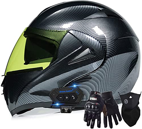 Motorradhelme Modularer Klapphelm,Integrierter Bluetooth-Helm Motorrad Full Face Helm Rollerhelm,DOT/ECE-Zertifizierung Doppelspiegel Motorradhelm Für Damen Und Herren