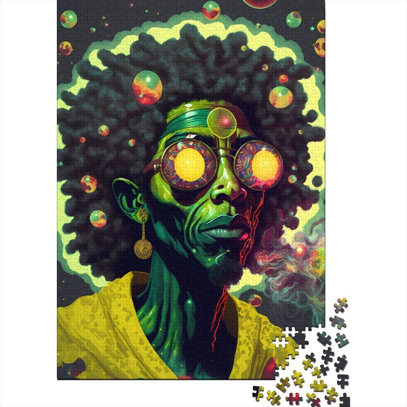 Cosmic Rastafarian Holzpuzzle für Erwachsene und Jugendliche, 1000 Teile, Puzzle für Erwachsene und Jugendliche, Lernspiel für Erwachsene und Kinder, 75 x 50 cm