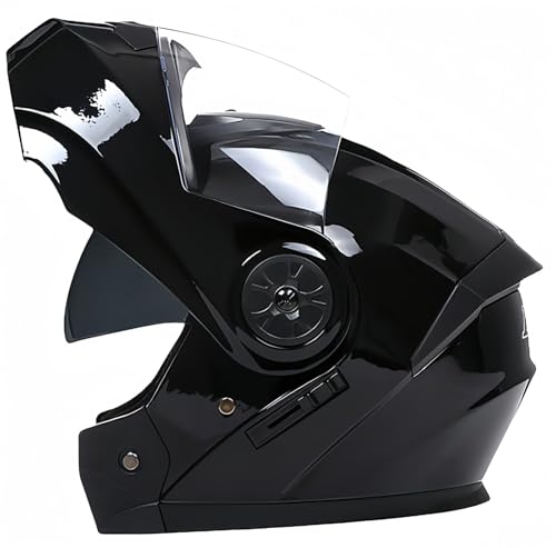 Klapphelm mit Doppelvisier, Integral-Motorradhelm, beschlagfrei, Motorrad-Roller-Helm, Doppelspiegel, Herren-Damen-Helm, ECE-geprüft P,L59-60CM