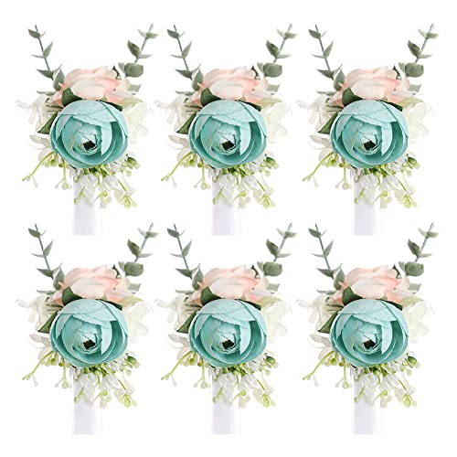 Armband Hochzeitsblumen, Brautjungfern-Armband, 6 Stück, Braut-Handgelenk-Blume, Brautjungfern-Armband, Blumenmädchen, Brautjungfern-Handgelenk-Blume, Braut-Seiden-Handgelenk-Blume, Handblumen, Dekora