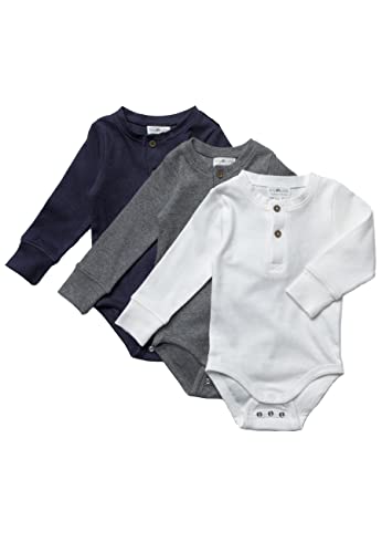 Tiny One Baby Body im 3er Set | Unisex | Mädchen und Jungen | Schwarz | Grau | Weiß | Bio Baumwolle | GOTS | 0-18 Monate Variante:Schwarz | Cremeweiß | Graumeliert, Größe:62 | 2-4 Monate