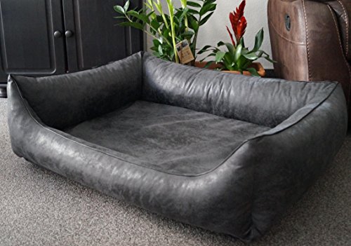 Orthopädisches Hundesofa Hundebett Schlafplatz Wildlederoptik Ortopedico mit Viscoschaum Matratze (115 cm X 95 cm, anthrazit)