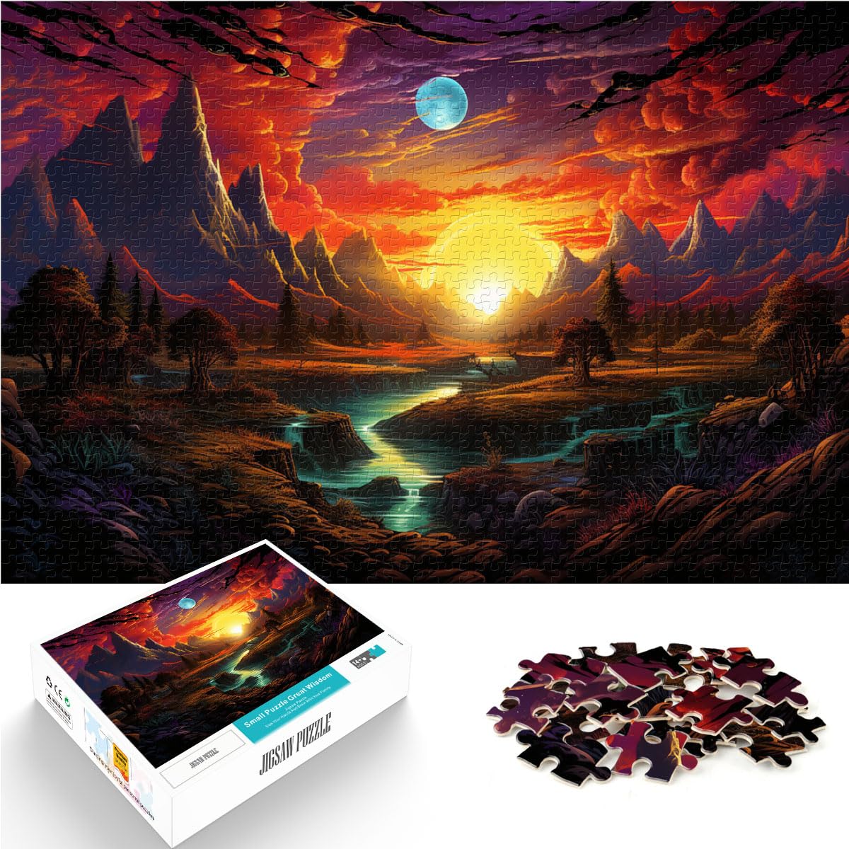 Puzzle psychedelische Bunte Landschaft, 1000 Teile, Holzpuzzle, Spielzeug, Puzzle, Lernspiele, Stressabbau-Puzzle, 1000 Teile (50 x 75 cm)