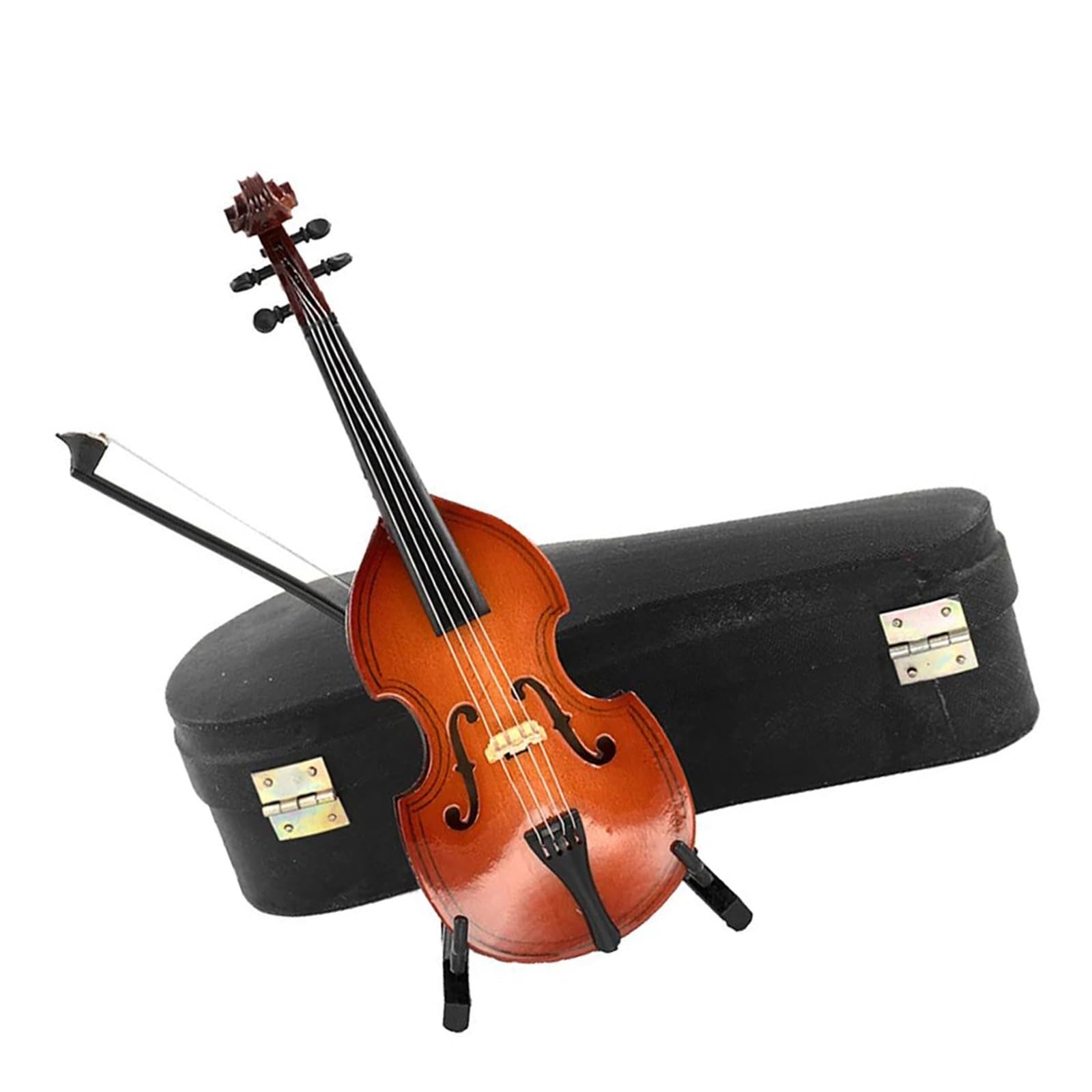 Ornamente für Musikinstrumente 1 Stücke Holz Miniatur Bass Cello Modell Mit Unterstützung Mini Musikinstrument 1/12 Puppenhaus Zubehör (Size : 14cm)