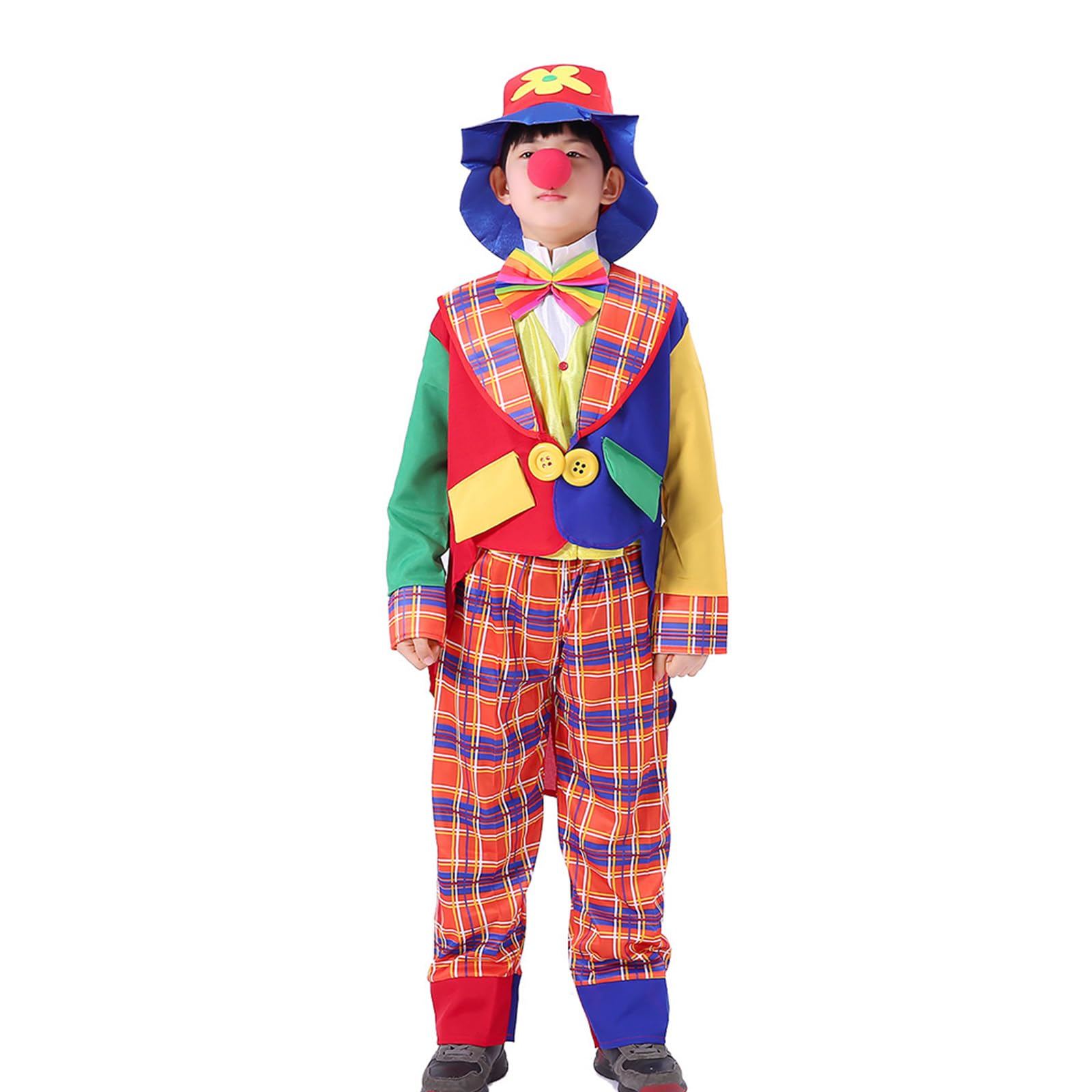 Mllepjdh Neuartiges Clown Kostüm Einschließlich Clown Mantel Hemd Hose Clown Clown Krawatte Zubehör Für Halloween Cosplay Party Größe S