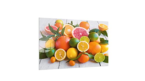 ALLboards Glas Magnettafel CITRUSFRÜCHTE ORANGEN LIMETTE ZITRONEN 60x40cm Glasbild Memoboard aus Glas Glastafel mit Motiv Magnetwand zum Beschriften Magnetische Tafel Wandbild