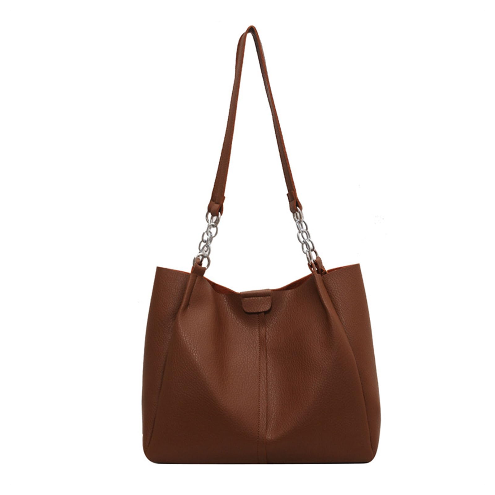 ohodhmnu Damen-Tragetasche, stilvolle Unisex-Umhängetasche, modisch und vielseitig, einfarbige Tasche für Männer und Frauen für modische Menschen, coffee, with accessories