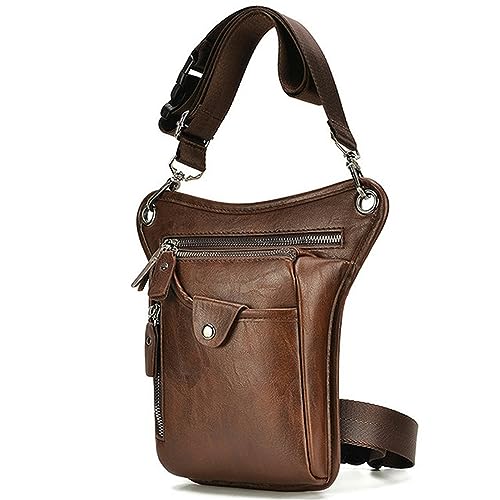 Outdoor Wandern Hüfte Multifunktions Motorrad Camping Vintage Taille Tasche für Bein Männer Drop Bag Fahrrad Pack Leder, braun