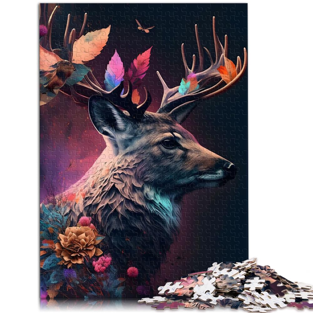 Das Puzzle-Geschenk „Regenbogen-Hirsch-Blumen“ ist EIN Puzzle mit 1000 Teilen für Erwachsene aus Holz und eignet ganze Familie. Dieses