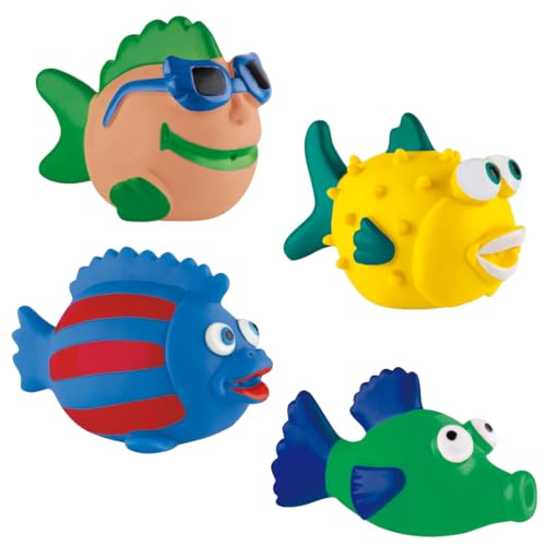 Sunflex® Bubble Fish alle Vier Farben | kleine Tierchen für Pool und Meer | farbenfrohe Wasserspritztiere zum Planschen und Spielen | Wasserspaß für Kinder