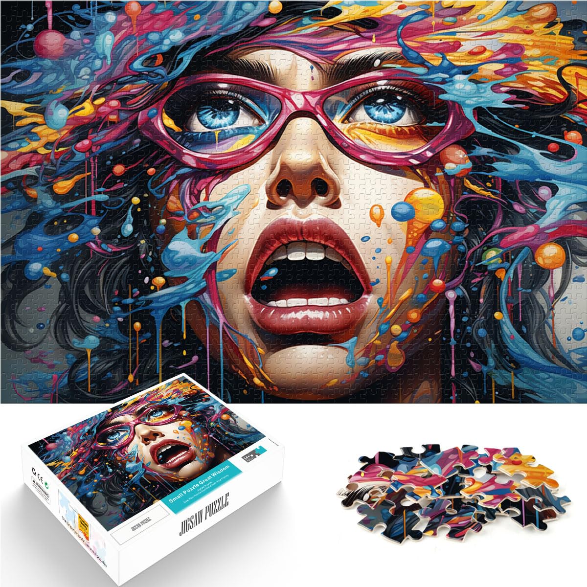 Puzzles Geschenke Spielzeug Buntes psychedelisches Kunstpuzzle 1000 Teile Holzpuzzle Anspruchsvoll, Aber unterhaltsam und humorvoll 1000 Teile (50 x 75 cm)