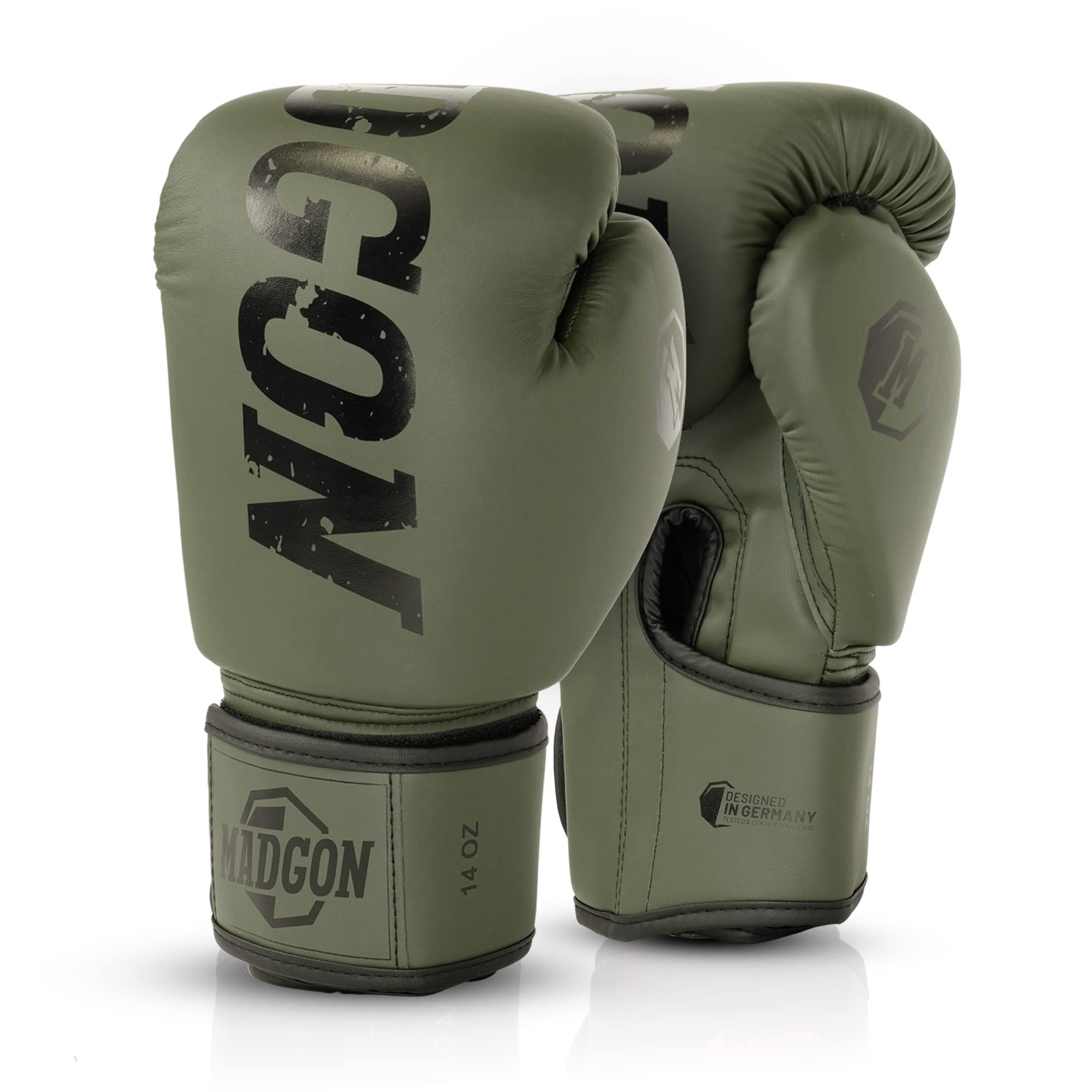 MADGON Premium Boxhandschuhe aus bestem Material für Lange Haltbarkeit, Männer und Frauen Kickboxhandschuhe für Kampfsport, MMA, Sparring, Muay Thai und Boxen 10 12 14 16 oz inkl Beutel