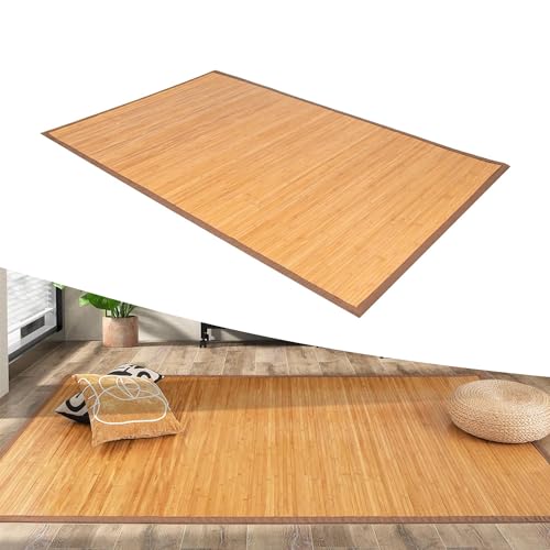 Nisorpa Bambus-Bodenmatte groß 200 x 70cm aus natürlichem Bambus Bad Pad Bereich Teppich rutschfest Bambus-Boden-Teppich für Bad, Küche, Wohnzimmer, Flur, Hellbraun