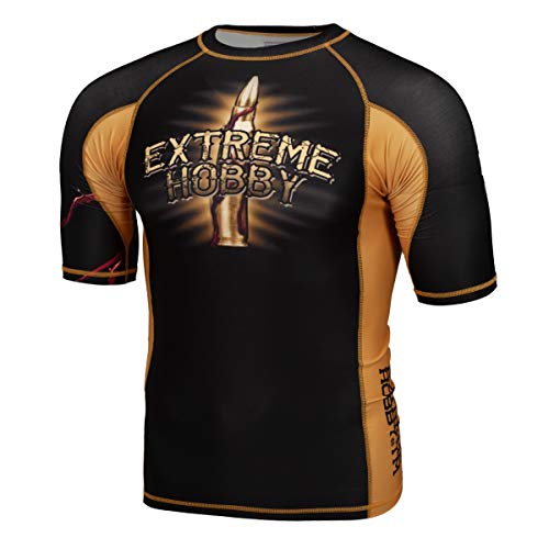 EXTREME HOBBY Kurzarm Rashguard, Herren-Sport-T-Shirt, Fitness-T-Shirt, Kompressionsshirt, Shortsleeve, Funktionsshirt Bodybuilding MMA Boxing