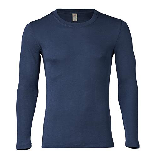 Engel Natur, Herren Shirt Langarm, Wolle & Seide (54/56, Marine)