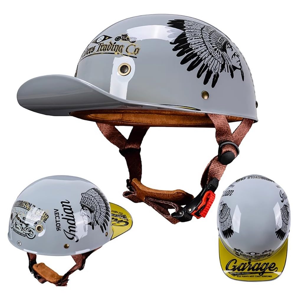 Motorrad Halbschalen Halbschalenhelm Halbhelm Baseball Cap Motorradhelm Mit ECE-Zulassung Cruiser Chopper Scooter Helm Baseballmütze-Helm Mopedhelm für Erwachsene Männer Frauen