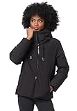 MARIKOO Damen Winterjacke Steppjacke Winter Jacke gesteppt warm mit Kapuze B977 [B977-Shimo-Schwarz-Gr.M]