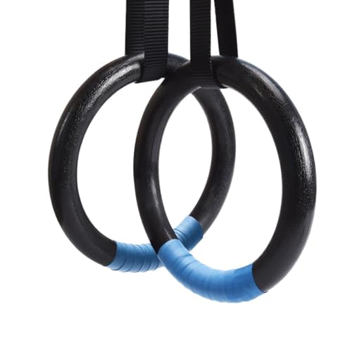 BFVAKBKYT Gymnastik Ringe,Suspension Trainer System, 1100lbs Kapazität mit 14,76ft verstellbaren Schnallenriemen Pull Up Übungsringe rutschfeste Ringe for Zuhause(Black)