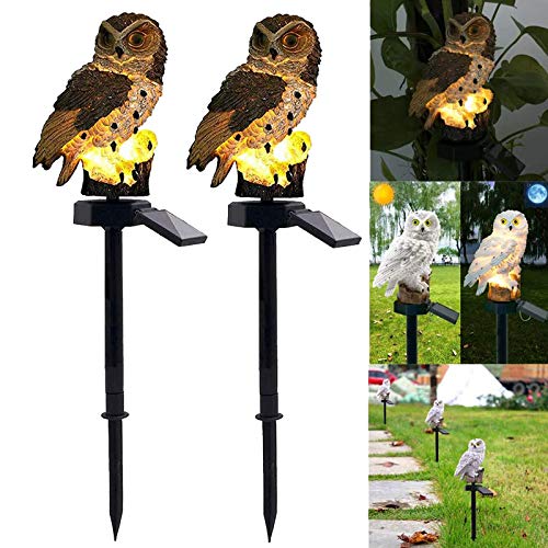 ALLOMN Solar Rasen Lampe, Outdoor Solar Licht Garten Dekoration Lampe Wasserdichte Weg Rasen Garten Garten Lampen Eule Design (Grau 2 Stck)