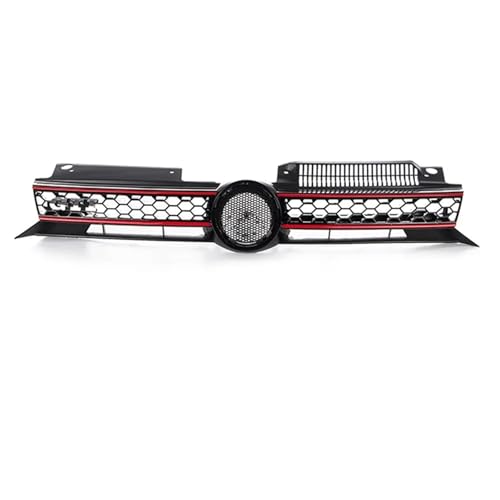 Frontgrills Für Golf 6 MK6 2009 2010 2011 2012 2013 GTI Style Center Racing Grill Honeycomb Mesh Auto Vorderen Stoßfänger Kühlergrill Front Bumper Grille(Red Line)