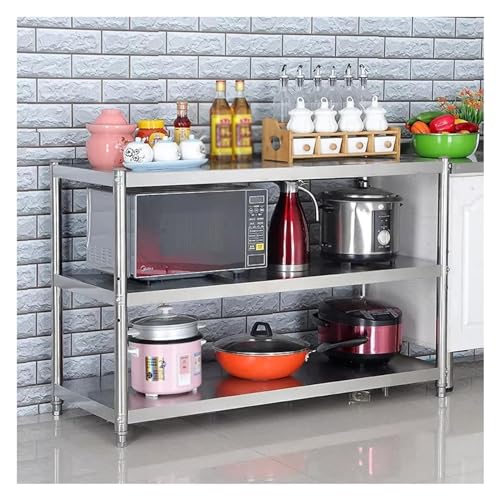 sxpGBP Arbeitstisch Küche, Edelstahl Arbeitstisch Küche, Robuste Lagerregale aus Metall, Standregal for Küche, Bad, Schlafzimmer(Size:60x45x80cm)