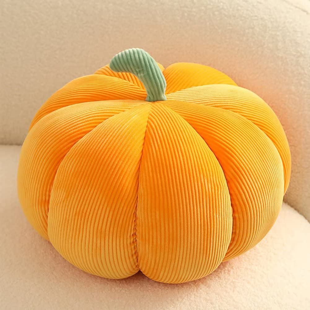 Kürbiskissen, Plüsch Kürbis Kissen, Kürbis Halloween Kissen, Herbst Kissen Kürbis Deko mit Füllung, Pumpkin Pillow, Herbstdeko Kürbis, Bodenkissen Couchkissen