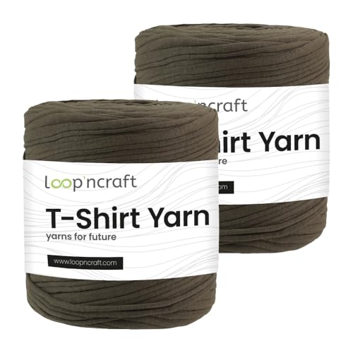 Textilgarn 2er-Set, Erdbraun, Loopncraft, 2 X 750g, T-Shirt Yarn, Recyling Garn