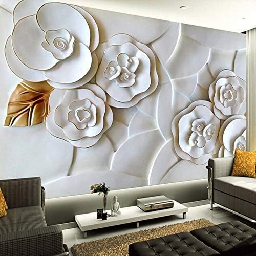 XLMING Abstrakte Weiße Jade Kamee Blume Bild Küche Esszimmer Arbeitszimmer Wohnzimmer TV Hintergrund Wand 3D Tapete-430cm×300cm