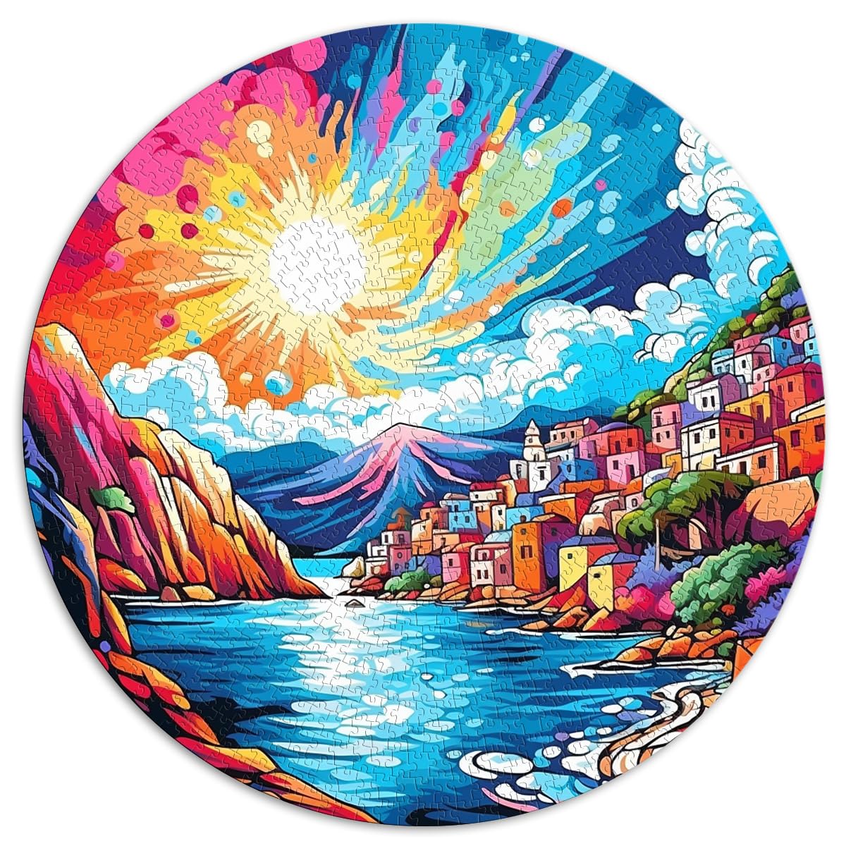 Puzzlespiel Griechische Inseln Puzzle für Erwachsene und Ren1000 Teile 67,5x67,5cm Puzzle für Sommerliebhaber Familienaktivität Puzzles Lernspiele