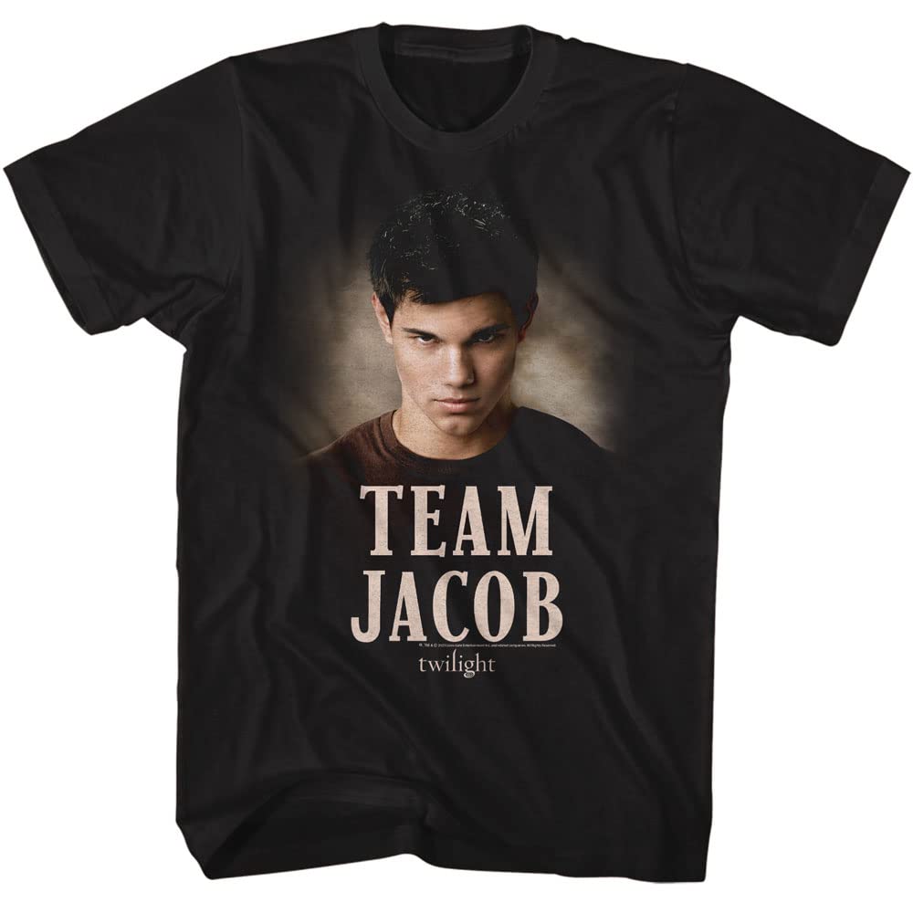 American Classics Twilight T-Shirt Team Jacob schwarz Unisex Erwachsene Kurzarm T-Shirts Vampire Romance Movie Graphic Tees, Schwarz, Mittel