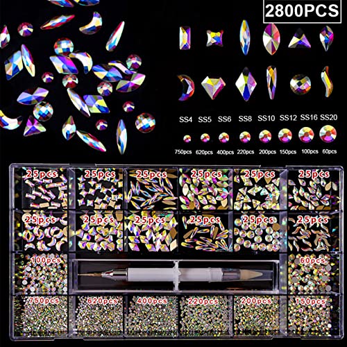 Strasssteine Set Flache Rückseite Glassteine Verschiedene AB Strasssteine