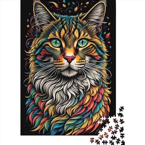 Süße Katze, schwieriges, anspruchsvolles Puzzle aus Holz mit 1000 Teilen für Erwachsene und Jugendliche, ganze Familie, 75 x 50 cm