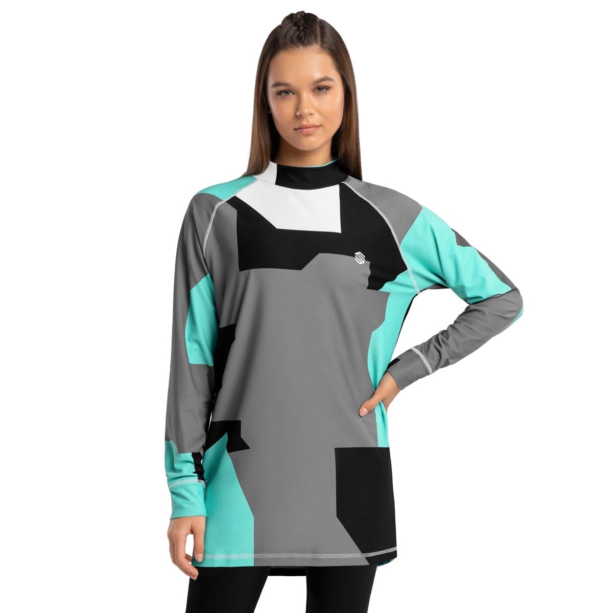 SIROKO - Thermo Shirt für Schnee für Damen Slush-W Penguin - M - Türkis/Grau