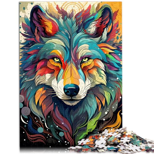 Spielgeschenk Puzzle, farbenfrohes Gemälde, Wolf, 1000-teiliges Puzzle für Erwachsene, Holzpuzzle, Künstlersammlung, bildende Kunst, 1000 Teile (50 x 75 cm)