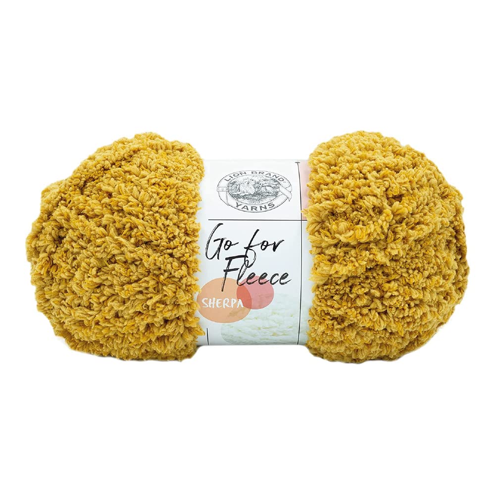 Lion Brand Yarn Go for Fleece Sherpa Garn, Gold