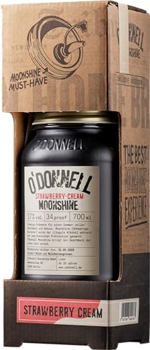 O'Donnell Moonshine Kombiset - Strawberry-Cream Likör (700ml + Ausgießer) - Creme-Likör von O’Donnell Moonshine - Sommer Edition - Premiumlikör mit 17% vol