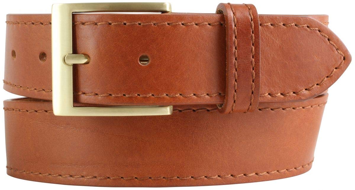 BELTINGER Hochwertiger Jeansgürtel aus Vollrindleder mit Naht 4 cm | Ledergürtel mit goldener Gürtelschnalle 40mm | Tabac 90cm