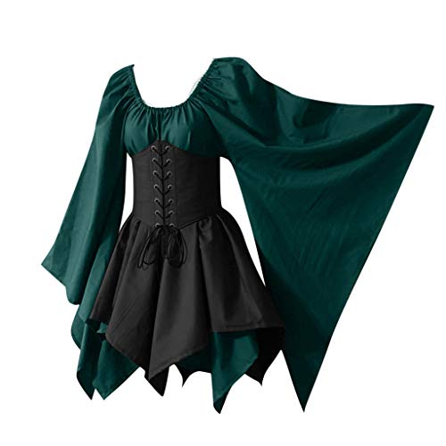 Mittelalterkleider Damen Renaissance Kleid Mittelalter Kleider Mittelalter Kostüme Renaissance Mittelalter Cosplay Uniform Halloween Kostüm für frauen Gebunden Taille Elegant Partykleid Farbbloc