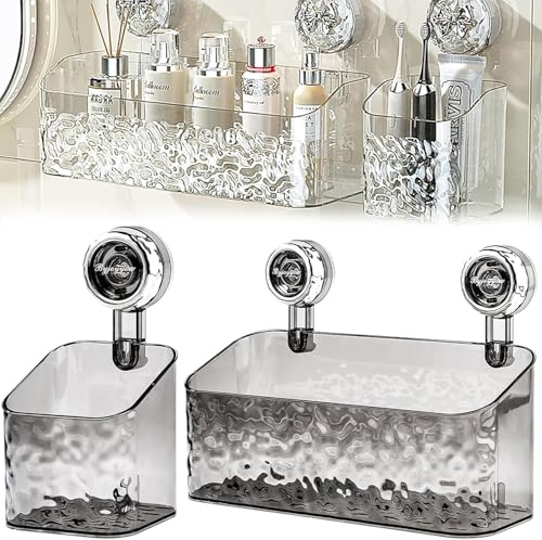 2024 Neues Saug-Dusch-Caddy-Set, abnehmbares, leistungsstarkes Saugnapf-Regal, wasserdichter Organizer-Duschkorb für Küche, Badezimmer, F