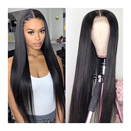 Perücken 13 x 6 HD transparente gerade Lace Front Perücke 26 28 Zoll Malaysia Echthaar Perücken vor gezupfter Knochen gerade Echthaar Lace Frontal Perücke mit Babyhaar Damenperücke (Color : 13x6 HD L