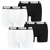 PUMA 4 er Pack Boxer Boxershorts Men Herren Unterhose Pant Unterwäsche, Farbe:301 - White/Black, Bekleidungsgröße:L