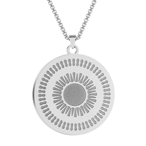 Belachick Charme Halskette Ketten Schmuck Herren Frauen Anhänger Necklace Skulpturierte Sonnenschein-Sonnenplatte Für Damen, Halskette Mit Sonnenanhänger, S