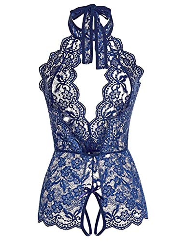 JYLJLL Dessous Sexy Reizwäsche Push Up Sexy Dessous Net Garn Perspektive EIN Stück Blau S