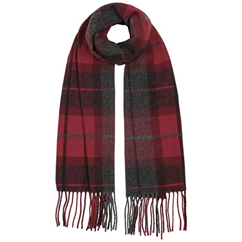 McBURN Lambswool Karoschal Damen - Made in Italy Fransenschal Lammwolle Winterschal mit Fransen Herbst-Winter - One Size rot