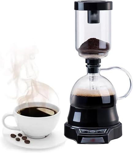 Elektrische Siphon-Kaffeemaschine, 400-ml-Siphon-Siphon-Kaffeemaschine, Brühmaschine mit automatischer Timer-Abschaltfunktion, 2 Gänge einstellbar und 60-Sekunden-Extraktion, für Zuhause, Ca