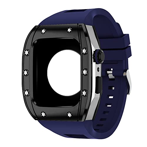 KANUZ Edelstahl-Gehäuse für Apple Watch 7er-Serie, 44 mm, 45 mm, Armbandzubehör, DIY-Modifikationsset, Abdeckung für iWatch 7, 6, SE, 5, 4 (Farbe: U, Größe: 44 mm für 6/5/4/SE)